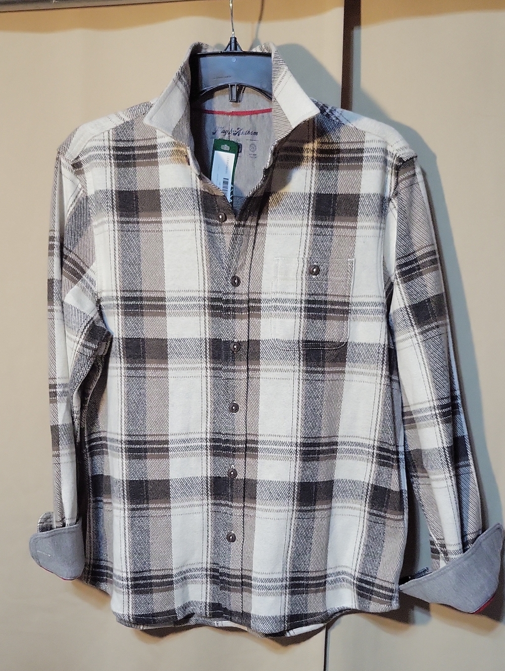 Men's Plaid Button-Down Shirt in Black & White